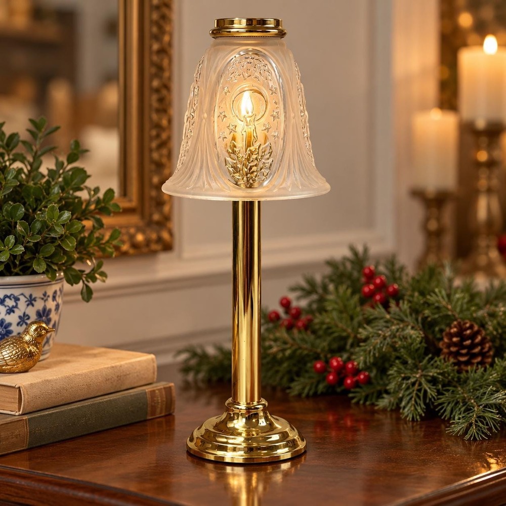 Vintage PartyLite Gaslight Candle Lamp Frosted Glass Shade Brass Taiwan 1980s